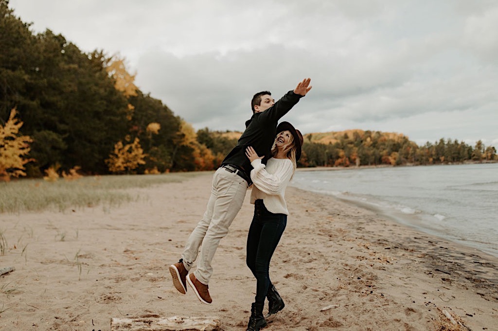 Engagement photos at Hidden Beach in Michigan UP