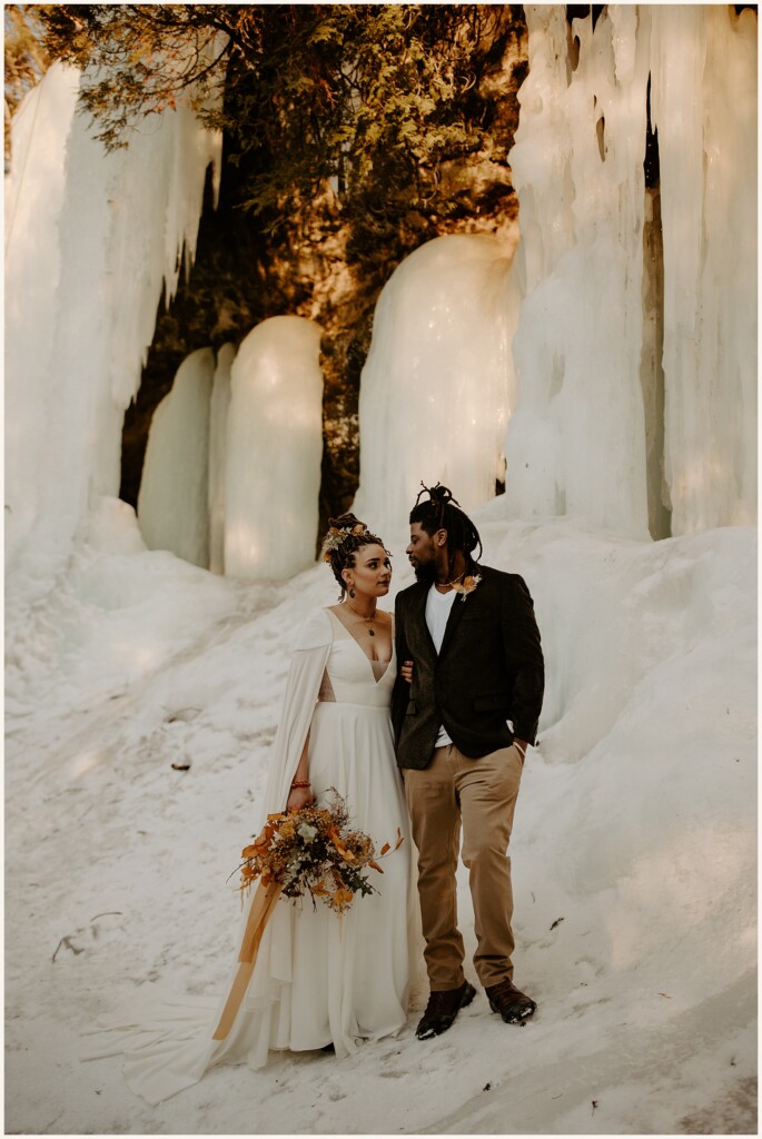 Michigan Winter Elopement Ice Caves