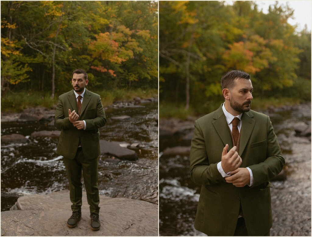 sunrise waterfall elopement in the upper peninsula