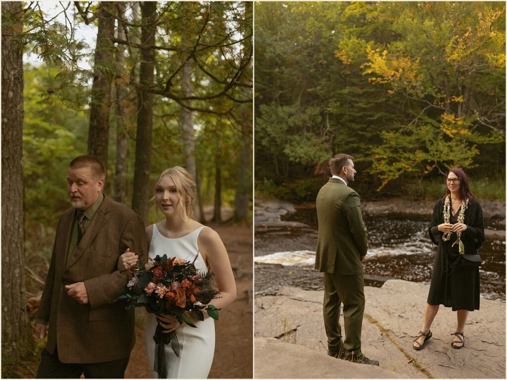 sunrise waterfall elopement in the upper peninsula
