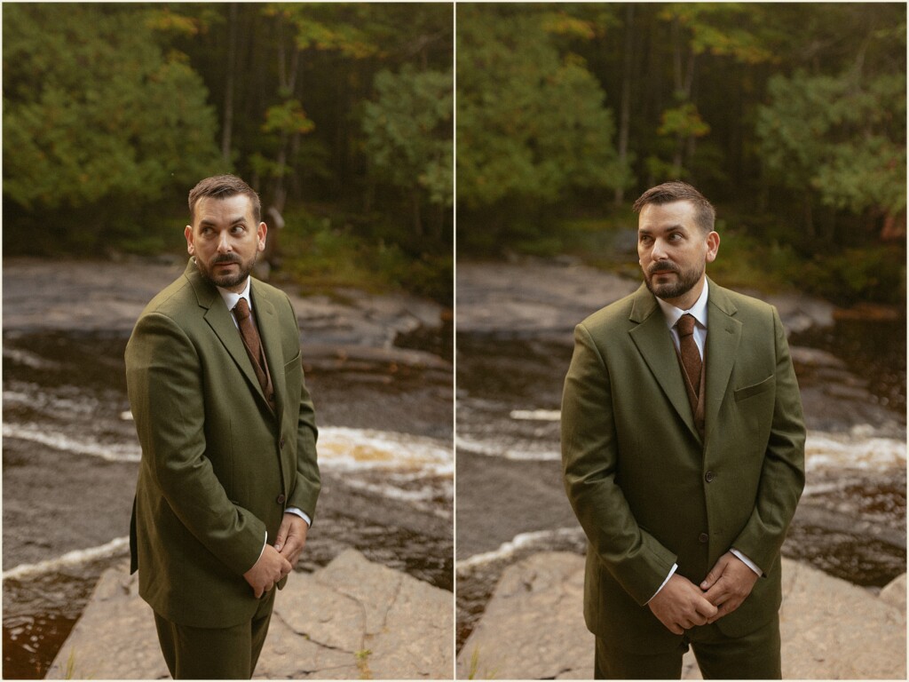 sunrise waterfall elopement in the upper peninsula