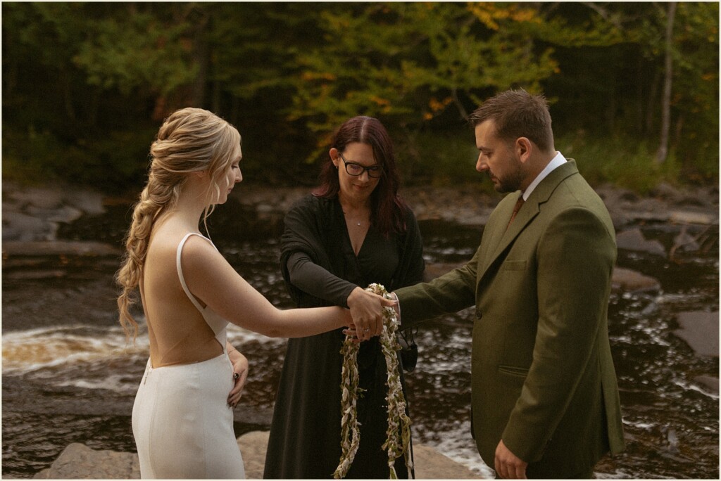 sunrise waterfall elopement in the upper peninsula