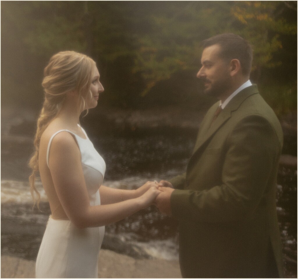 sunrise waterfall elopement in the upper peninsula