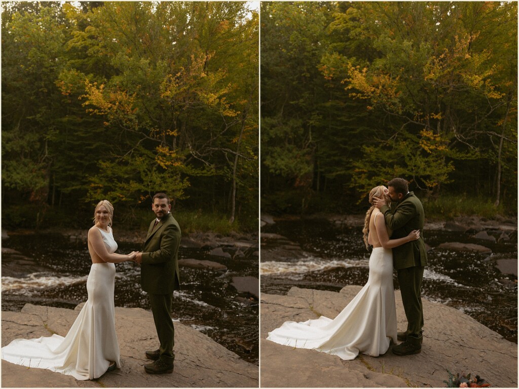 sunrise waterfall elopement in the upper peninsula