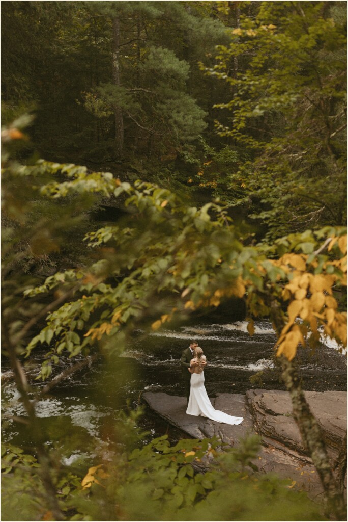 sunrise waterfall elopement in the upper peninsula