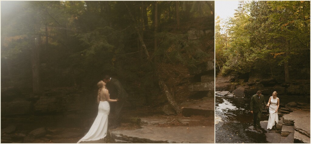 sunrise waterfall elopement in the upper peninsula