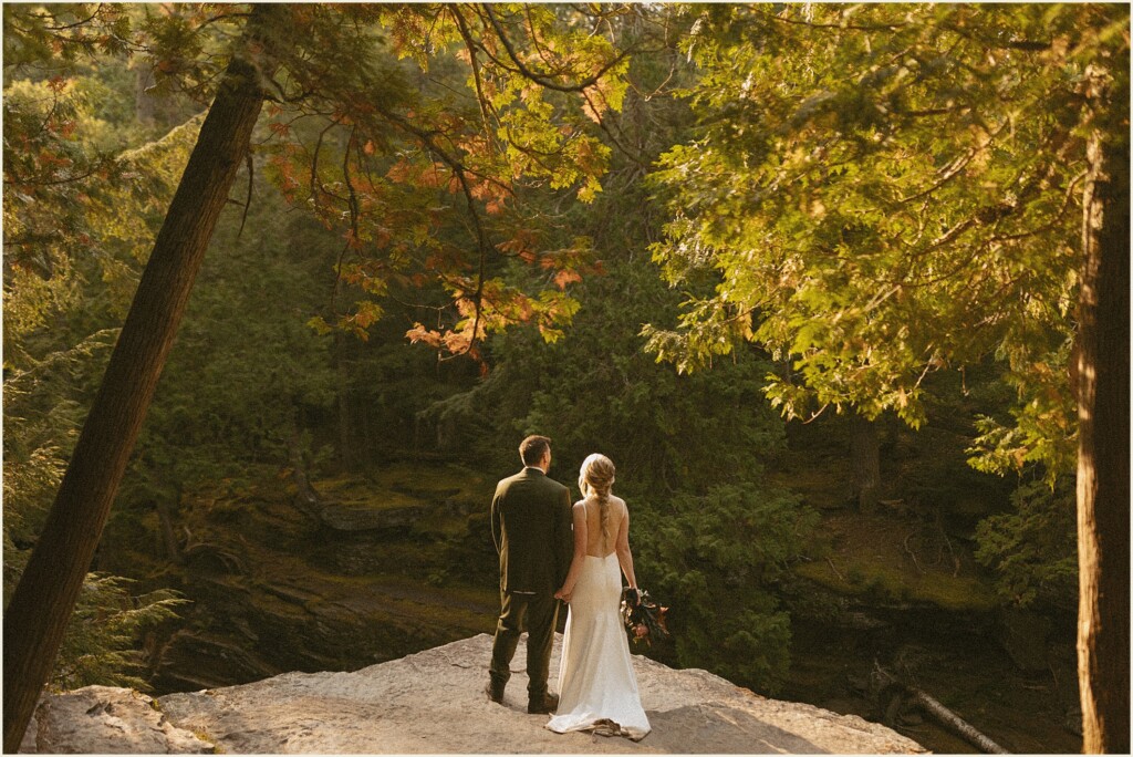 sunrise waterfall elopement in the upper peninsula