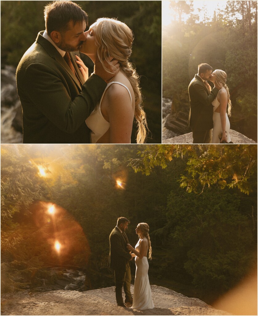 sunrise waterfall elopement in the upper peninsula