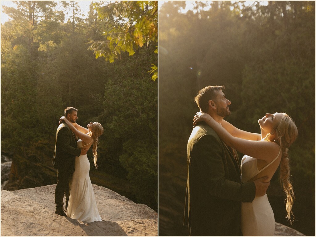 sunrise waterfall elopement in the upper peninsula