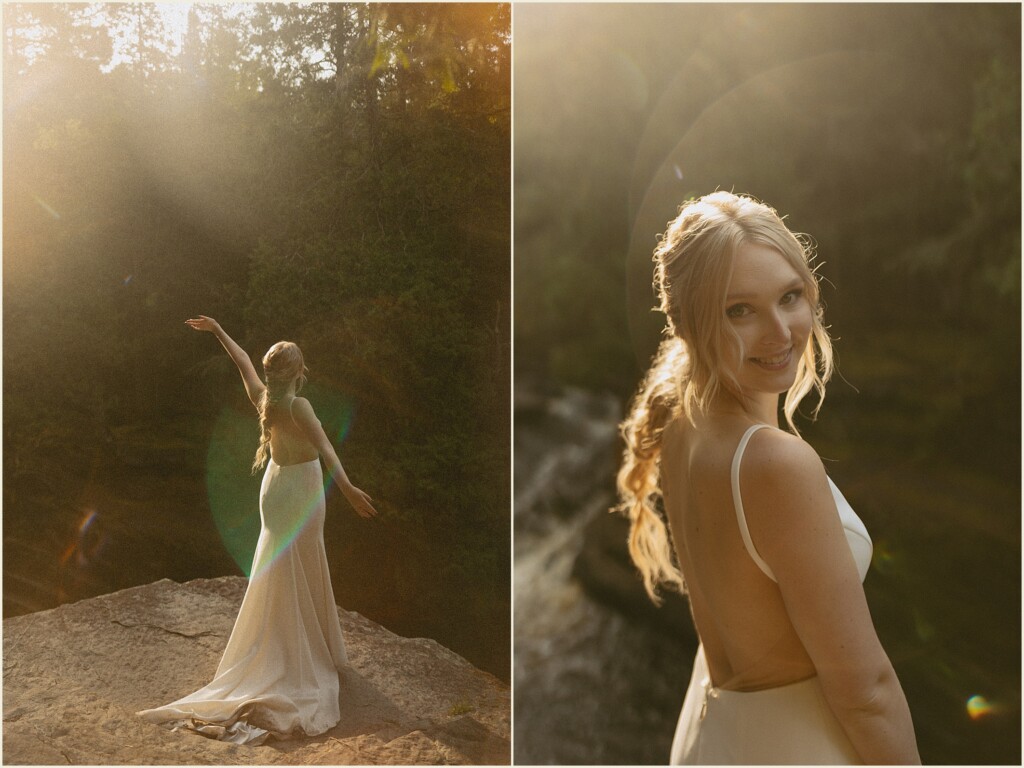 sunrise waterfall elopement in the upper peninsula