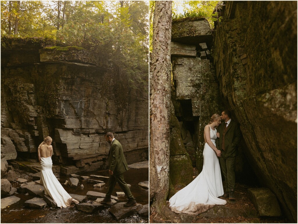 sunrise waterfall elopement in the upper peninsula