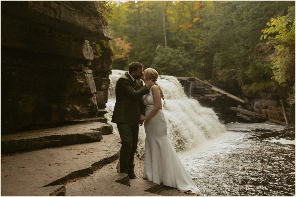 sunrise waterfall elopement in the upper peninsula