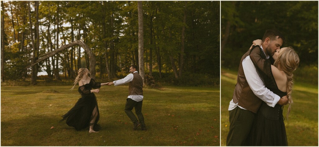 sunrise waterfall elopement in the upper peninsula